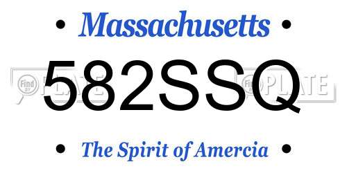 582SSQ Massachusetts License Plate