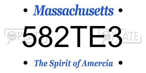 582TE3 Massachusetts License Plate