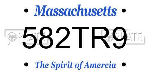 582TR9 Massachusetts License Plate