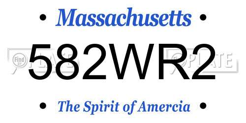 582WR2 Massachusetts License Plate
