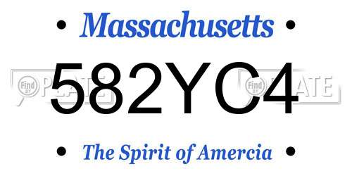 582YC4 Massachusetts License Plate