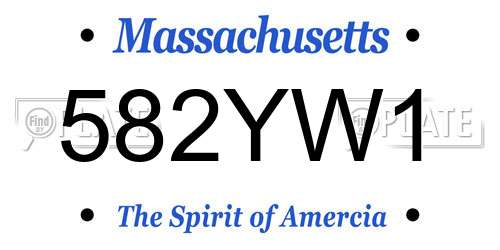 582YW1 Massachusetts License Plate