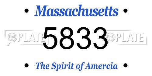 5833 Massachusetts License Plate
