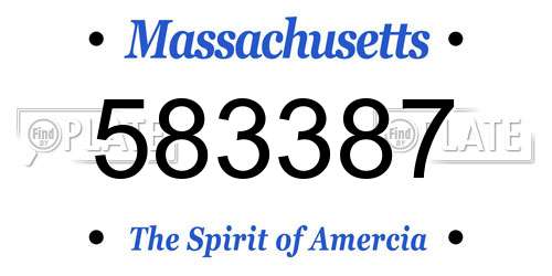 583387 Massachusetts License Plate