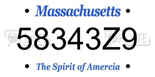 58343Z9 Massachusetts License Plate