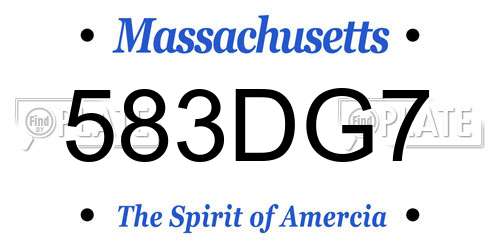 583DG7 Massachusetts License Plate