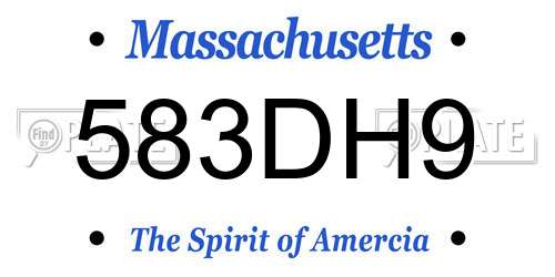 583DH9 Massachusetts License Plate