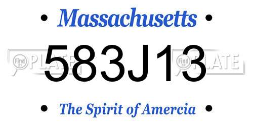 583J13 Massachusetts License Plate