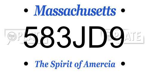 583JD9 Massachusetts License Plate