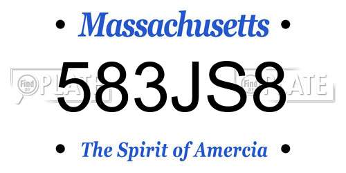 583JS8 Massachusetts License Plate