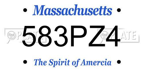 583PZ4 Massachusetts License Plate