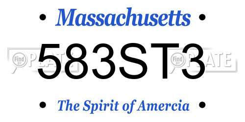 583ST3 Massachusetts License Plate