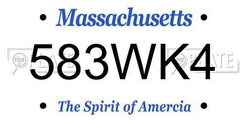 583WK4 Massachusetts License Plate