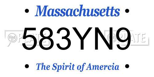 583YN9 Massachusetts License Plate