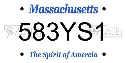 583YS1 Massachusetts License Plate