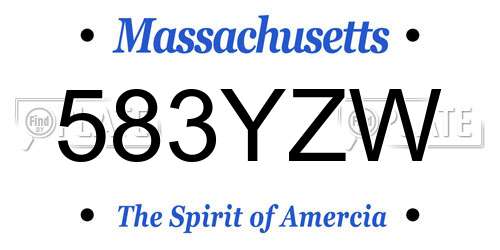583YZW Massachusetts License Plate