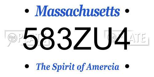 583ZU4 Massachusetts License Plate