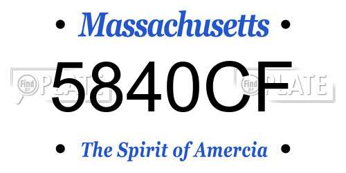 5840CF Massachusetts License Plate