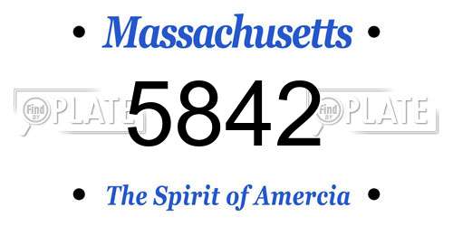 5842 Massachusetts License Plate