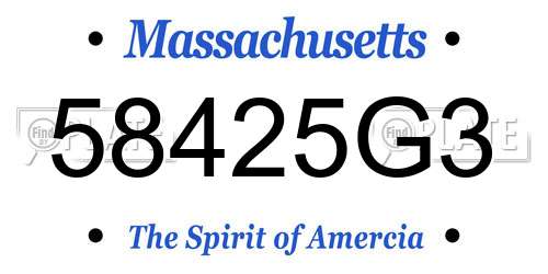 58425G3 Massachusetts License Plate