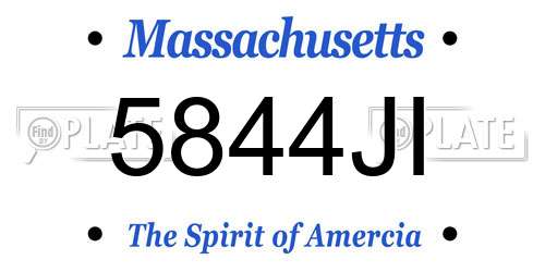 5844JI Massachusetts License Plate