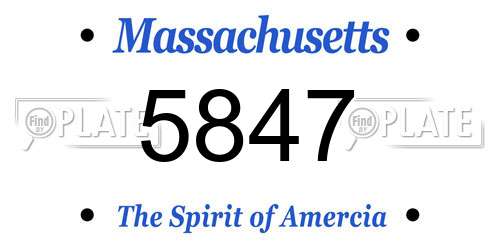 5847 Massachusetts License Plate