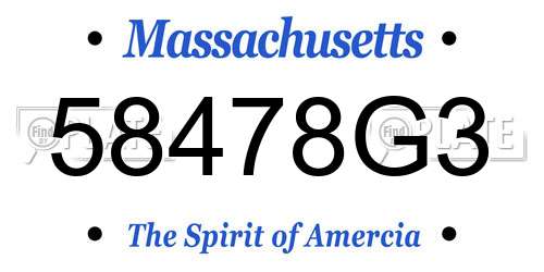 58478G3 Massachusetts License Plate