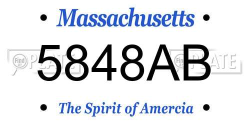 5848AB Massachusetts License Plate
