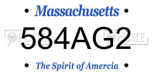 584AG2 Massachusetts License Plate