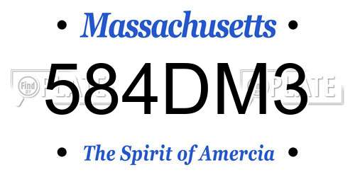 584DM3 Massachusetts License Plate