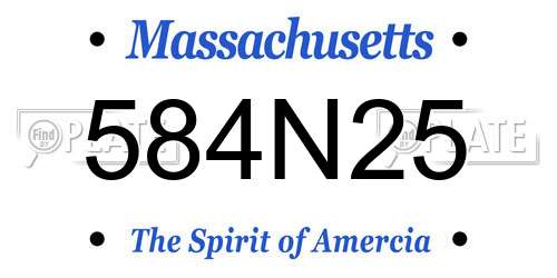 584N25 Massachusetts License Plate