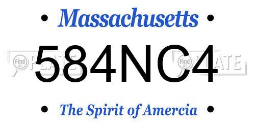 584NC4 Massachusetts License Plate