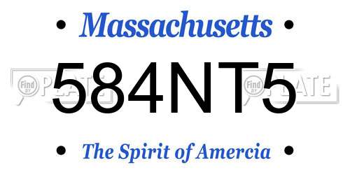 584NT5 Massachusetts License Plate
