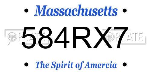584RX7 Massachusetts License Plate