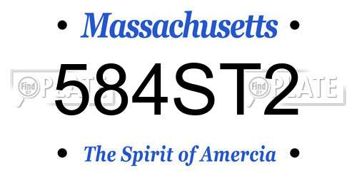 584ST2 Massachusetts License Plate