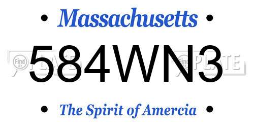 584WN3 Massachusetts License Plate