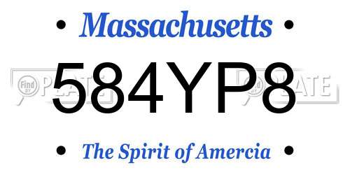 584YP8 Massachusetts License Plate