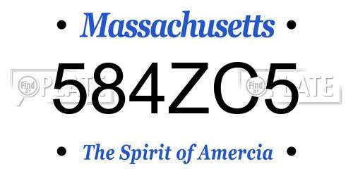 584ZC5 Massachusetts License Plate
