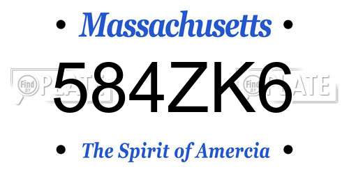 584ZK6 Massachusetts License Plate