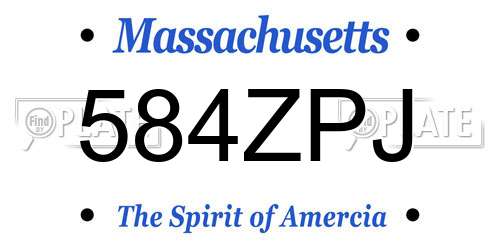 584ZPJ Massachusetts License Plate