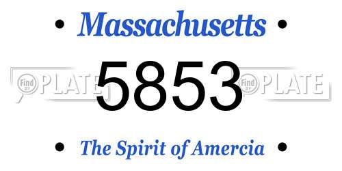 5853 Massachusetts License Plate