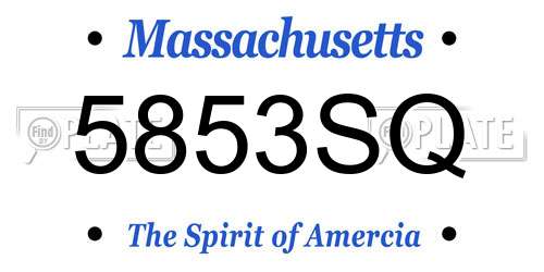 5853SQ Massachusetts License Plate
