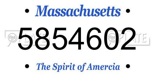5854602 Massachusetts License Plate