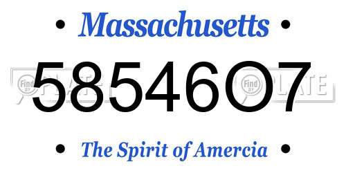 58546O7 Massachusetts License Plate