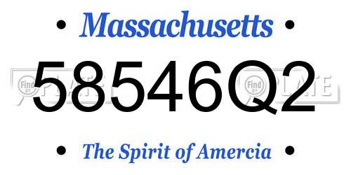 58546Q2 Massachusetts License Plate