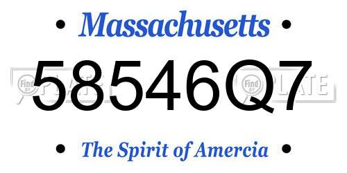 58546Q7 Massachusetts License Plate