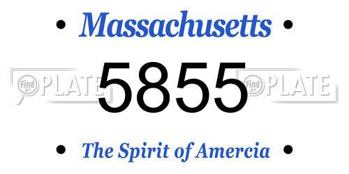 5855 Massachusetts License Plate