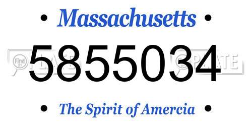5855034 Massachusetts License Plate