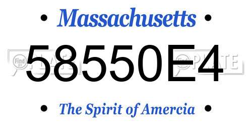 58550E4 Massachusetts License Plate