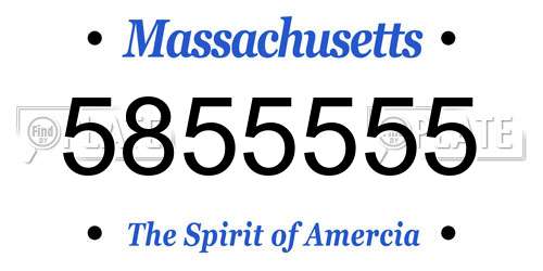 5855555 Massachusetts License Plate